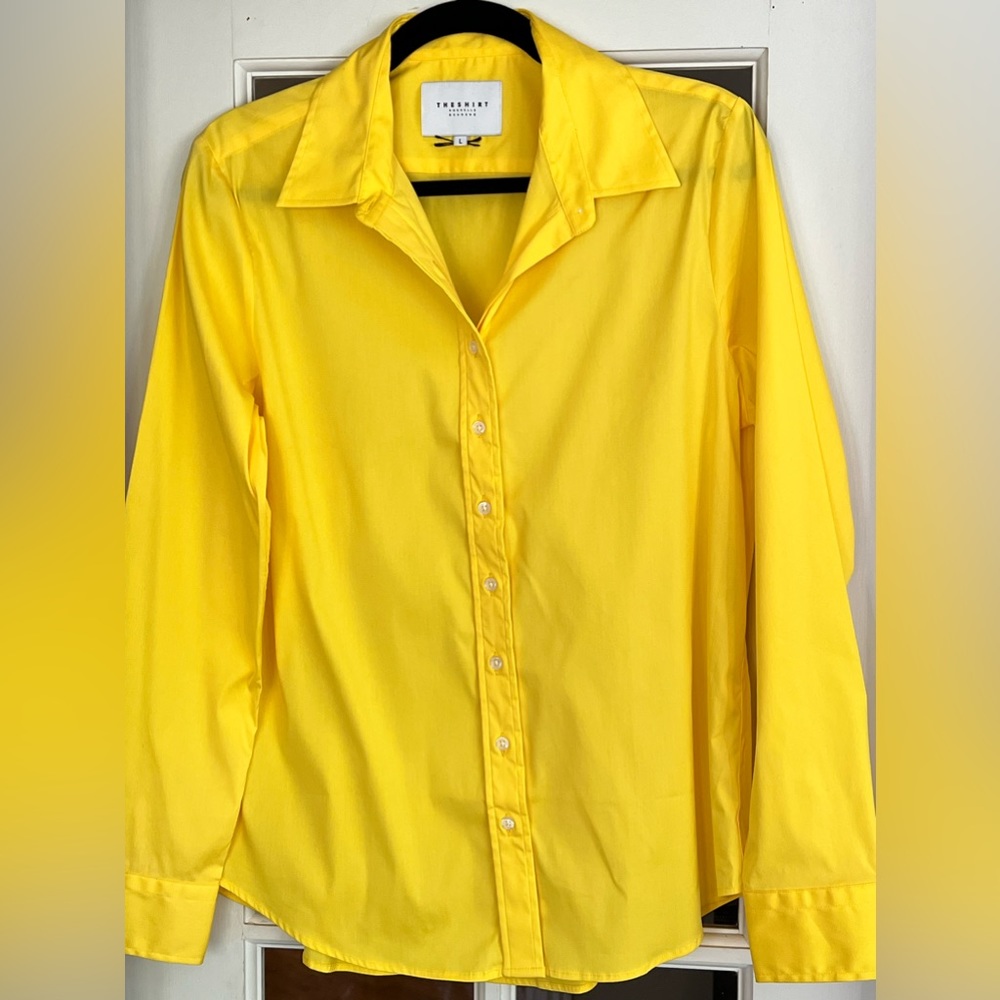 Never worn, The Icon Shirt by Rochelle Behrens yellow button down top - Picture 2 of 5